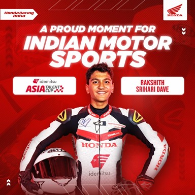  Honda Racing India’s Rakshith Dave to represent India at the IDEMITSU Asia Talent Cup 2024 season