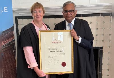 Somerville College, University of Oxford honours Natarajan Chandrasekaran with Foundation Fellowship